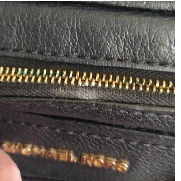 Michael Kors Black Leather Satchel Handbag Top Handles Only - Picture 6 of 12